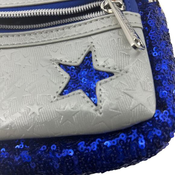 Disney Minnie Mouse Sequined Loungefly Backpack Wristlet Wishes Come True Blue - Picture 3 of 5